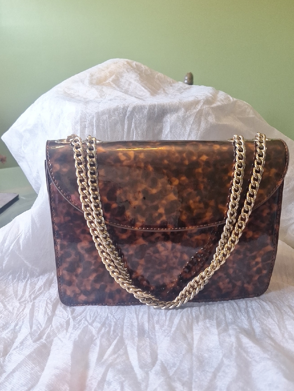 Tortoiseshell Chain-Handle Shoulder Bag - Brown